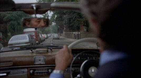 Holland Park Road, London W14 about to pass Leighton House on the right. Circa 1978