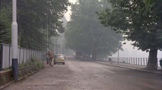 Putney Embankment looking north as the man turns into Festing Road.. Circa 1978
