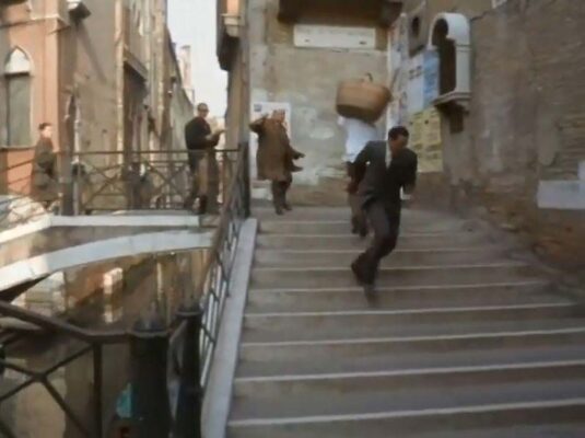 The stairs between the Ponte Barbarigo and the Ponte Duodo, located at the back of the Chiesa di Santa Maria del Giglio. Circa 1968