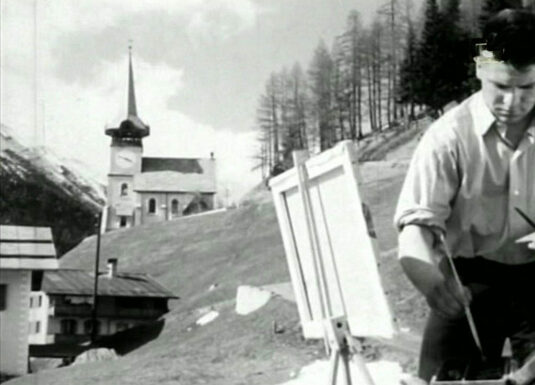 Monstein, Davos, looking north with St. Peter's in the background. Circa 1954