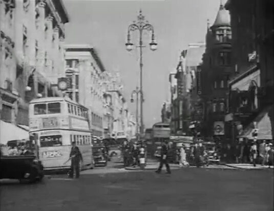 Oxford Street with Bond Street underground station to the right. Circa 1936