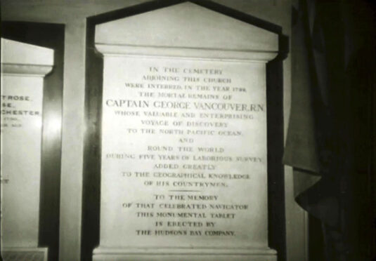 "Buried there is Captain George Vancouver RN" Circa 1942