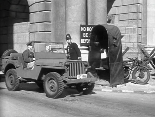 The entrance to King Charles Street. Whitehall/Parliament Street out of shot to the left. Circa 1942