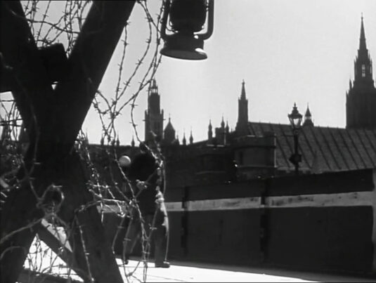 NW corner of the Houses of Parliament. Circa 1942