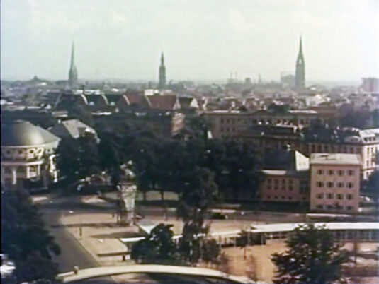 Aerial view of Hamburg, Germany Circa 1955