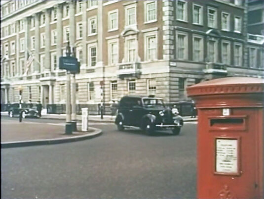 Grosvenor Square, W1 and the junction with Grosvenor Street. Circa 1955