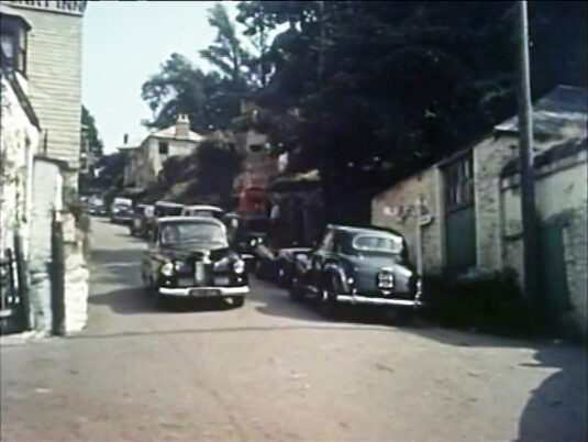 Hall Terrace, Bodinnick, Cornwall. The Old Ferry Inn to the left. Circa 1955