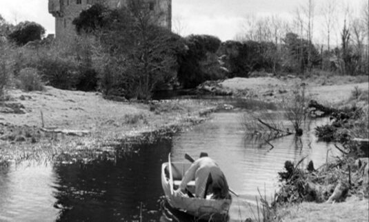Drimneen River and Aughnanure Castle in the background. Circa 1957