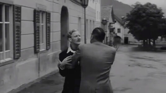 In front of former Schloss Rofenstein from 1685, housing today the district's main administration. Circa 1955