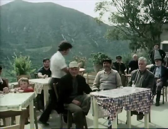 This is the Vrachasi Café Mezedopolio in Vrachasi. Circa 1977