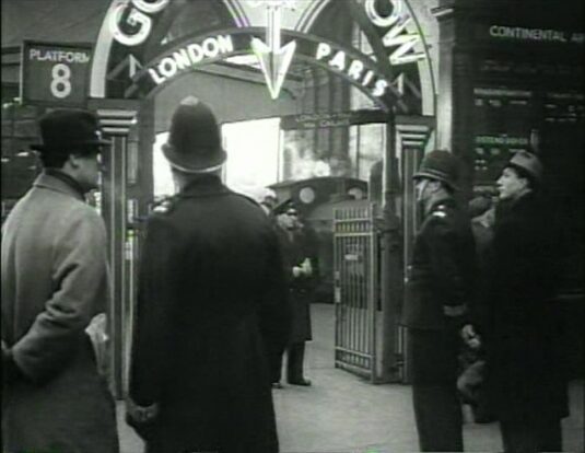 Victoria station, as it says Platform 8 Circa 1954
