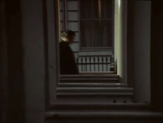 4 Warwick Square looking along porches of 3 to 1 towards Belgrave Road, SW1 Circa 1970