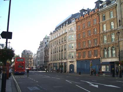 Looking across Cockspur Street, London WC2 with Whitehall in the background.