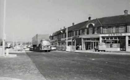 Watford Way, London NW4 at the junction with Greyhound Hill. Circa 1961